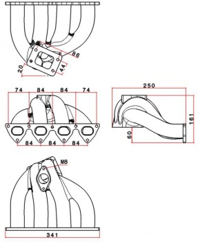 SPA Exhaust Manifold Honda D15 / D16 - Cast iron - T3 Top Mount