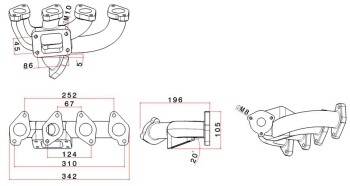 SPA Exhaust Manifold Opel 8V - Cast iron - T3 - Typ 2