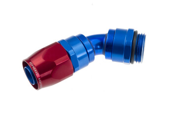 -12 AN 45° hose end with -12 ORB male end- red/blue...