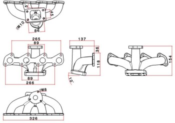 SPA Turbo Manifold for Ford Zetec 1.3/1.6 8V / T3 Flange...